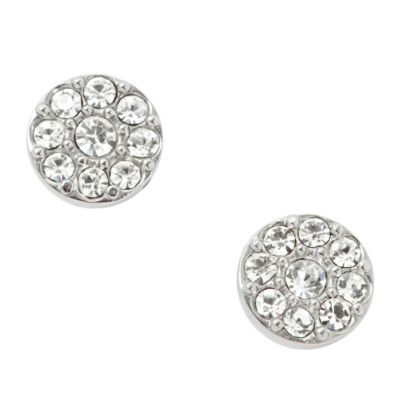 Fossil Silver Tone Crystal Glitz Earrings