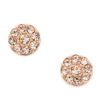 Fossil Rose Gold Tone Crystal Glitz Earrings