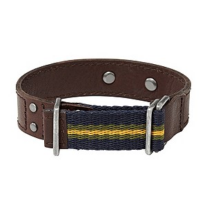 Fossil Casual Men's Brown Leather & Nylon Bracelet