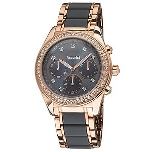 Accurist Ladies' Rose Gold Tone & Grey Bracelet Watch