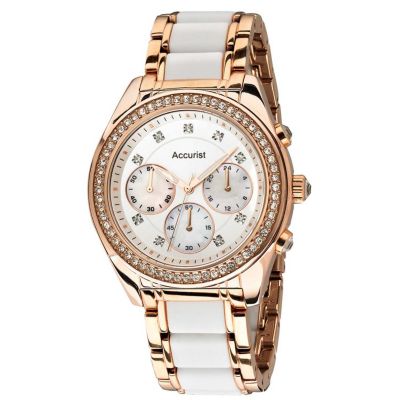 Accurist Ladies' Rose Gold Tone & White Bracelet WatchAccurist Ladies' Rose Gold Tone & White Bracel