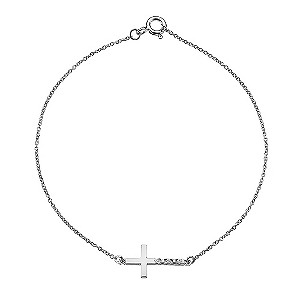 Hot Diamonds Sterling Silver Diamond Sideways Cross Bracelet