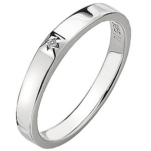 Hot Diamonds Affine Silver Diamond Solitaire Ring Size N