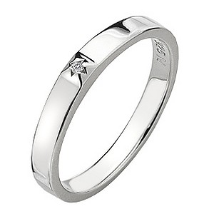 Hot Diamonds Affine Silver Diamond Solitaire Ring Size P