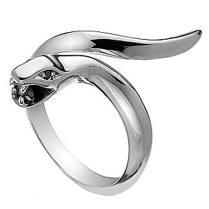 Hot Diamonds Veleno Silver Black Onyx Serpent Ring Size N