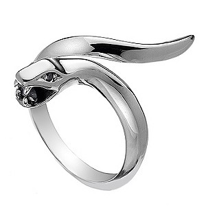 Hot Diamonds Veleno Silver Black Onyx Serpent Ring Size P