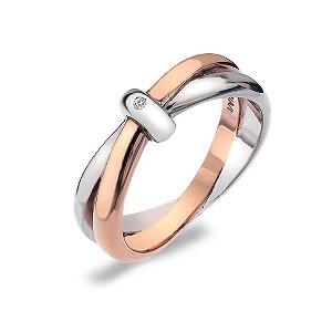 Hot Diamonds Two Tone Sterling Silver Ring Size P
