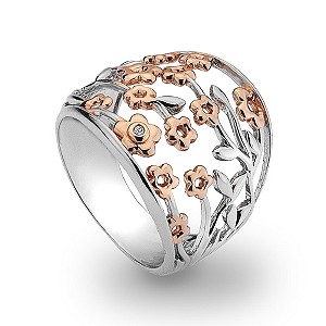 Hot Diamonds Sterling Silver Two Tone Ring Size P