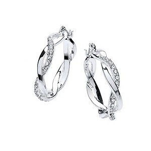 Buckley Silver-Plated French Twist Crystal Hoop Earrings