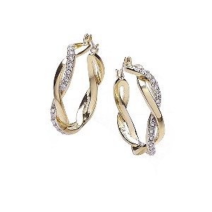 Buckley 18ct Gold-Plated French Twist Crystal Hoop Earrings