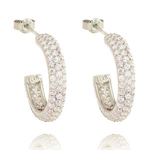 Gaia Sterling Silver Cubic Zirconia Hoop Earrings