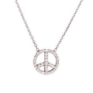 Gaia Sterling Silver Cubic Zirconia Set Peace Sign Pendant