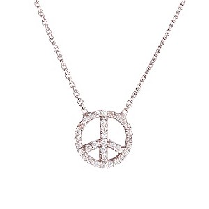 Gaia Sterling Silver Cubic Zirconia Set Peace Sign Pendant