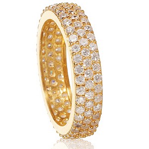 Gaia Sterling Silver Gold-Plated Cubic Zirconia Ring Size N