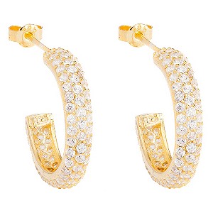 Gaia Sterling Silver Gold-Plated Zirconia Hoop Earrings