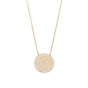 Gaia Silver Gold-Plated Cubic Zirconia Disc Necklace