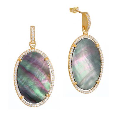 Gaia Silver Gold-Plated Mother Of Pearl Pear Drop Pendant