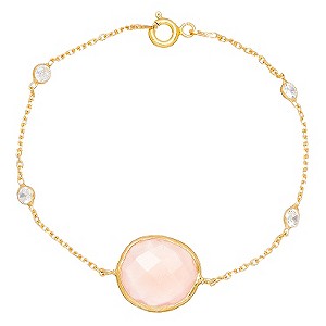 Gaia Sterling Silver Gold-Plated Rose Quartz Bracelet