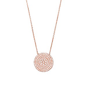Gaia Silver Rose Gold-Plated Cubic Zirconia Disc Necklace