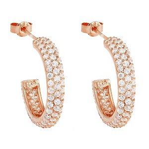 Gaia Silver Rose Gold-Plated Cubic Zirconia Hoop Earrings