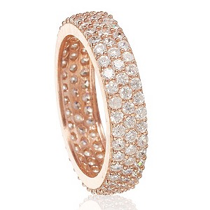 Gaia Sterling Silver Rose Gold-Plated Zirconia Ring Size N