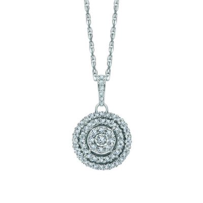 Sterling Silver Halo Cluster Forty Point Diamond PendantSterling Silver Halo Cluster Forty Point Dia