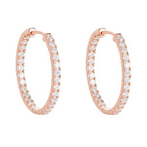 Gaia Silver Rose Gold-Plated Cubic Zirconia Hoop Earrings