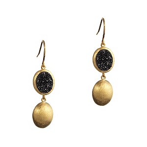 Gaia Silver Gold-Plated Drusy Quartz Drop Earrings