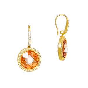 Gaia Silver Gold-Plated Champagne Stone Set Drop Earrings