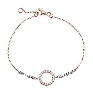 Gaia Silver & Rose Gold-Plated Stone Set Circle Bracelet