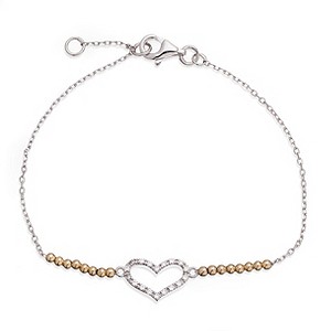 Gaia Sterling Silver & Gold-Plated Stone Set Heart Bracelet