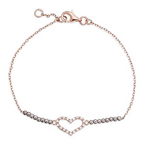 Gaia Silver & Rose Gold-Plated Stone Set Heart Bracelet