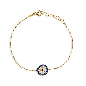 Gaia Gold-Plated Blue Cubic Zirconia Round Eye Bracelet