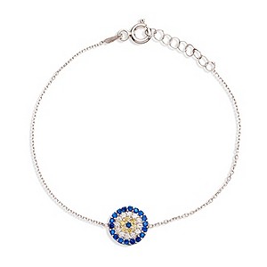 Gaia Sterling Silver Blue Cubic Zirconia Round Eye Bracelet