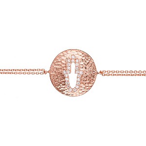 Gaia Silver Rose Gold-Plated Cubic Zirconia Hamsa Bracelet