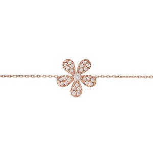 Gaia Silver Rose Gold-Plated Cubic Zirconia Flower Bracelet