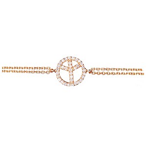 Gaia Rose Gold-Plated Cubic Zirconia Peace Sign Bracelet