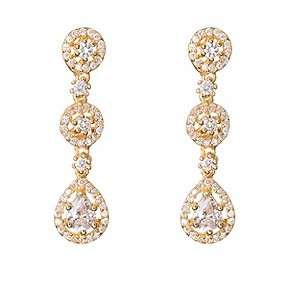 Gaia Gold-Plated Three Drop Pave Cubic Zirconia Earrings
