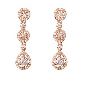Gaia Rose Gold-Plated Three Drop Cubic Zirconia Earrings