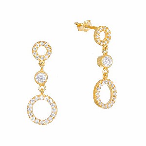 Gaia Gold-Plated Open Circle Cubic Zirconia Drop Earrings