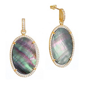 Gaia Gold-Plated Grey Mother Of Pearl Drop Earrings