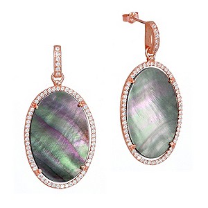 Gaia Rose Gold-Plated Grey Mother Of Pearl Drop Earrings