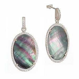 Gaia Sterling Silver Grey Mother Of Pearl Drop Earrings