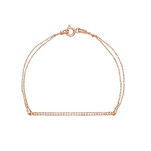 Gaia Silver Rose Gold-Plated Cubic Zirconia Bar Bracelet