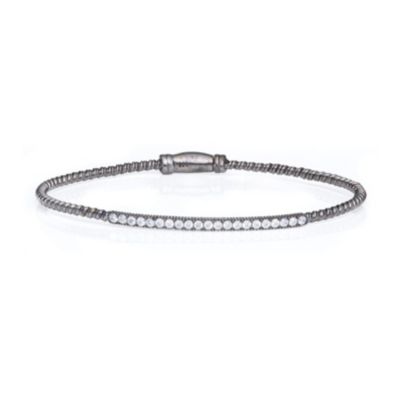 Gaia Sterling Silver & Cubic Zirconia Black Bangle