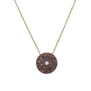 Gaia Gold-Plated Brown Pave Disc Necklace