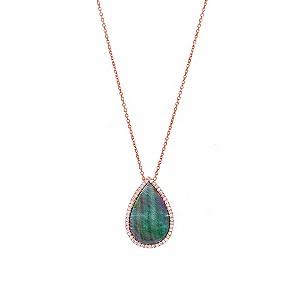 Gaia Rose Gold-Plated Grey Mother Of Pearl Teardrop Necklace