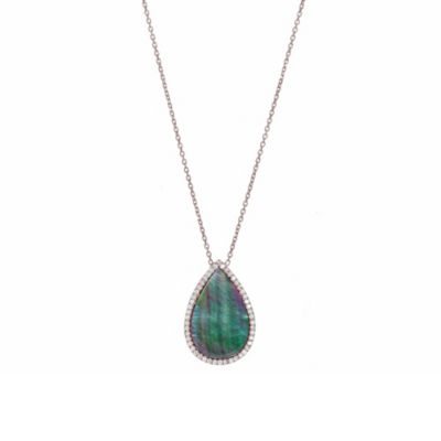 Gaia Sterling Silver Grey Mother Of Pearl Teardrop Necklace