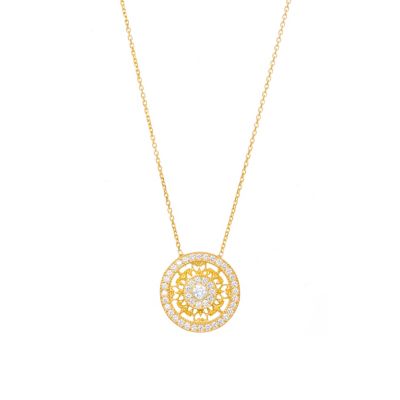 Gaia Gold-Plated Cubic Zirconia Large Circle Necklace