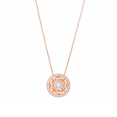 Gaia Rose Gold-Plated Cubic Zirconia Large Circle Necklace